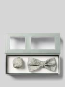 Roy Robson Fliege und Einstecktuch mit floralem Allover-Stitching in G...