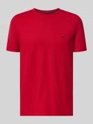 Fynch-Hatton Regular Fit T-Shirt mit Logo-Stitching in Rot, Größe 3XL