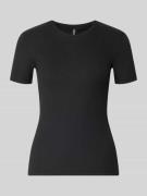 Pieces Slim Fit T-Shirt aus Baumwoll-Mix Modell 'RUKA' in Black, Größe...
