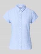 Jake*s Casual Slim Fit Bluse im Allover-Look in Bleu, Größe 34