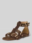 ALMA EN PENA Sandalette aus Leder mit Nieten in Dunkelbraun, Größe 36