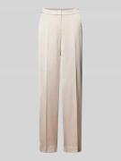 comma Straight Leg Stoffhose mit elastischem Bund in Beige, Größe 46