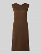 Marc O'Polo Schmales Strickkleid aus Baumwoll-Leinen-Mix in Mittelbrau...