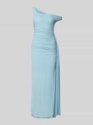 Bardot Maxikleid mit Drapierungen Modell 'LAYANA' in Hellblau, Größe L