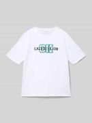Calvin Klein Jeans Regular Fit T-Shirt aus reiner Baumwolle in Weiss, ...