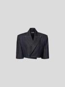 The Mannei Cropped Blazer im Denim-Look in Dunkelblau, Größe 36
