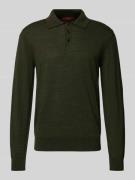CRUNA Strickpolo aus reiner Wolle in Khaki, Größe 46