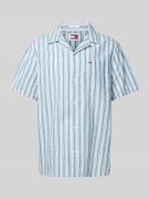 Tommy Jeans Slim Fit Freizeithemd aus Baumwoll-Leinen-Mix in Petrol, G...