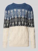 RAGMAN Strickpullover mit Label-Detail in Jeansblau, Größe XL