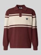 Wood Wood Poloshirt mit Label-Stitching Modell 'Curt' in Bordeaux, Grö...