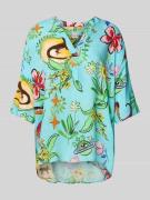 Emily Van den Bergh Bluse mit Tunikakragen und 3/4-Arm in Blau, Größe ...