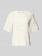 Rich & Royal Strickshirt mit Rundhalsausschnitt in Offwhite, Größe S