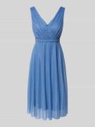 TROYDEN COLLECTION Kleid mit Glitzer-Mesh in Bleu, Größe 34