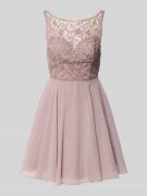 Laona Minikleid mit floralem Spitzenbesatz in Mauve, Größe 36