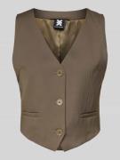 Karo Kauer Cropped Weste aus Leinen-Mix in Oliv, Größe XS