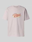 WOODBIRD T-Shirt mit Label-Print Modell 'Baine' in Flieder, Größe S