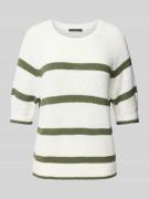 Oui Strickpullover mit gerippten Abschlüssen in Khaki, Größe 36