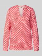 Milano Italy Regular Fit Bluse mit V-Ausschnitt in Rot, Größe 40