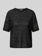 Milano Italy Strickshirt aus Leinen-Mix in Black, Größe S