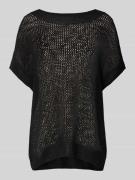 Milano Italy Häkelpullover aus Leinen-Viskose-Mix in Black, Größe S