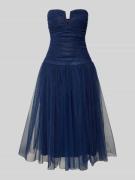 LACE & BEADS Knielanges Cocktailkleid mit V-Ausschnitt in Marine, Größ...