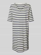 Lanius Knielanges T-Shirt-Kleid mit V-Ausschnitt in Offwhite, Größe 36