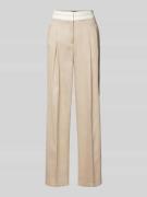 Cambio Wide Leg Leinenhose mit Bundfalten Modell 'ANNY' in Beige, Größ...