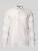 Jake*s Slim Fit Business-Hemd aus Leinen-Mix mit Kentkragen in Beige, ...