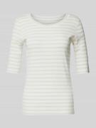 Marc Cain T-Shirt mit geripptem Rundhalsausschnitt in Kitt, Größe 44