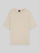 BOSS Orange Regular Fit T-Shirt aus reinem Leinen in Sand, Größe L