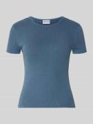 Jake*s Casual T-Shirt in Pointelle-Strick mit Rundhalsausschnitt in Je...