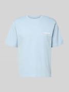 REVIEW T-Shirt mit Logo und Rundhalsausschnitt in Hellblau, Größe L