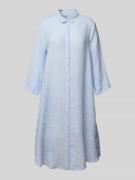 0039 Italy Knielanges Hemdblusenkleid aus Leinen mit 3/4-Arm Modell 'G...