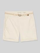 Tom Tailor Chinoshorts mit Gürtel in Offwhite, Größe 34