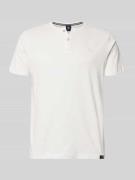 Lerros T-Shirt mit kurzer Knopfleiste in Offwhite, Größe L