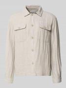 JAKE*S STUDIO MEN Regular Fit Hemdjacke aus Leinen-Baumwoll-Mix in Bei...
