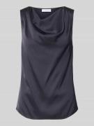 comma Blusentop mit Wasserfall-Ausschnitt in Marine, Größe 34