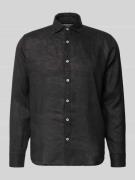 MARKUP Regular Fit Leinenhemd mit Kentkragen Modell 'CAMICIA' in Black...