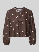Jake*s Casual Regular Fit Bluse mit Zierschleifen in Dunkelbraun, Größ...