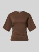 Jake*s Casual T-Shirt mit 1/2-Arm und Raffungen in Dunkelbraun, Größe ...