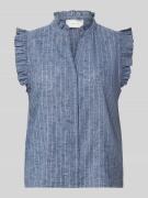 Neo Noir Bluse mit Rüschen Modell 'SIONA' in Blau, Größe 34