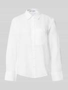 Mango Leinenbluse mit Brusttasche Modell 'LINO' in Offwhite, Größe L