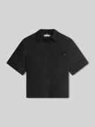 Tommy Hilfiger Regular Fit Leinenbluse mit Logo-Stitching in BLACK, Gr...