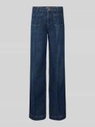 REVIEW Wide Leg Jeans mit aufgesetzten Taschen in Dunkelblau, Größe 24