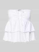 REVIEW Bandeau-Top im Stufen-Look mit Schnürung in Weiss, Größe L