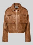 Topshop Jacke in Leder-Optik mit Pattentaschen Modell 'MADISON' in Sch...