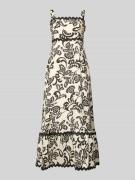 Apricot Midikleid aus Viskose-Mix mit Wellensaum in Offwhite, Größe L