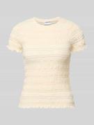 Jake*s Casual T-Shirt mit Smok-Details und Muschelsaum in Beige, Größe...