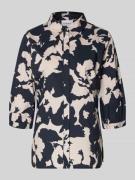 comma Bluse mit 3/4-Arm und verdeckter Knopfleiste in Marine, Größe 34