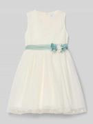 Mayoral Kleid aus Tüll mit Bindegürtel in Ecru, Größe 104